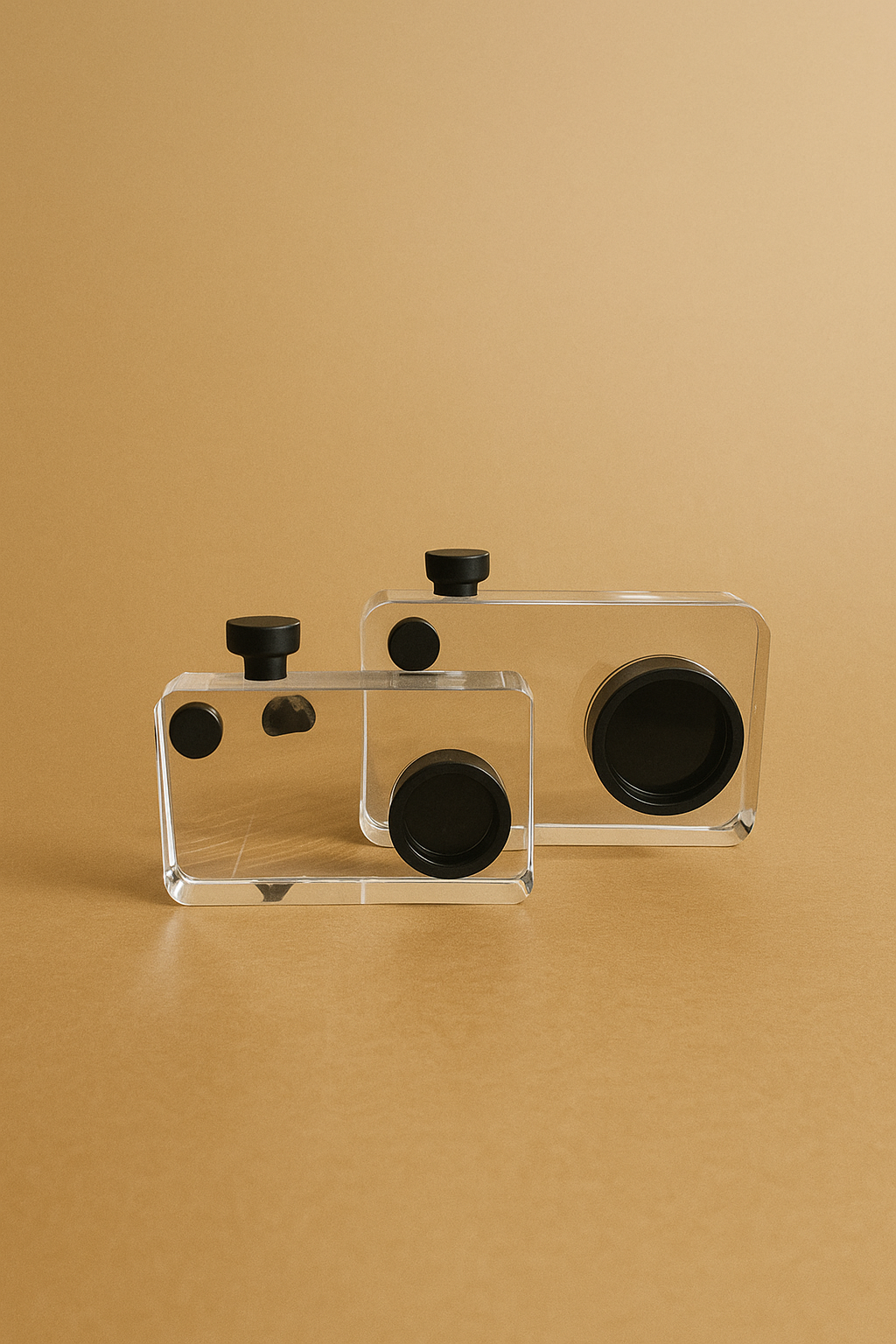 ELEGANT CRYSTAL CAMERA SCULPTURE SET