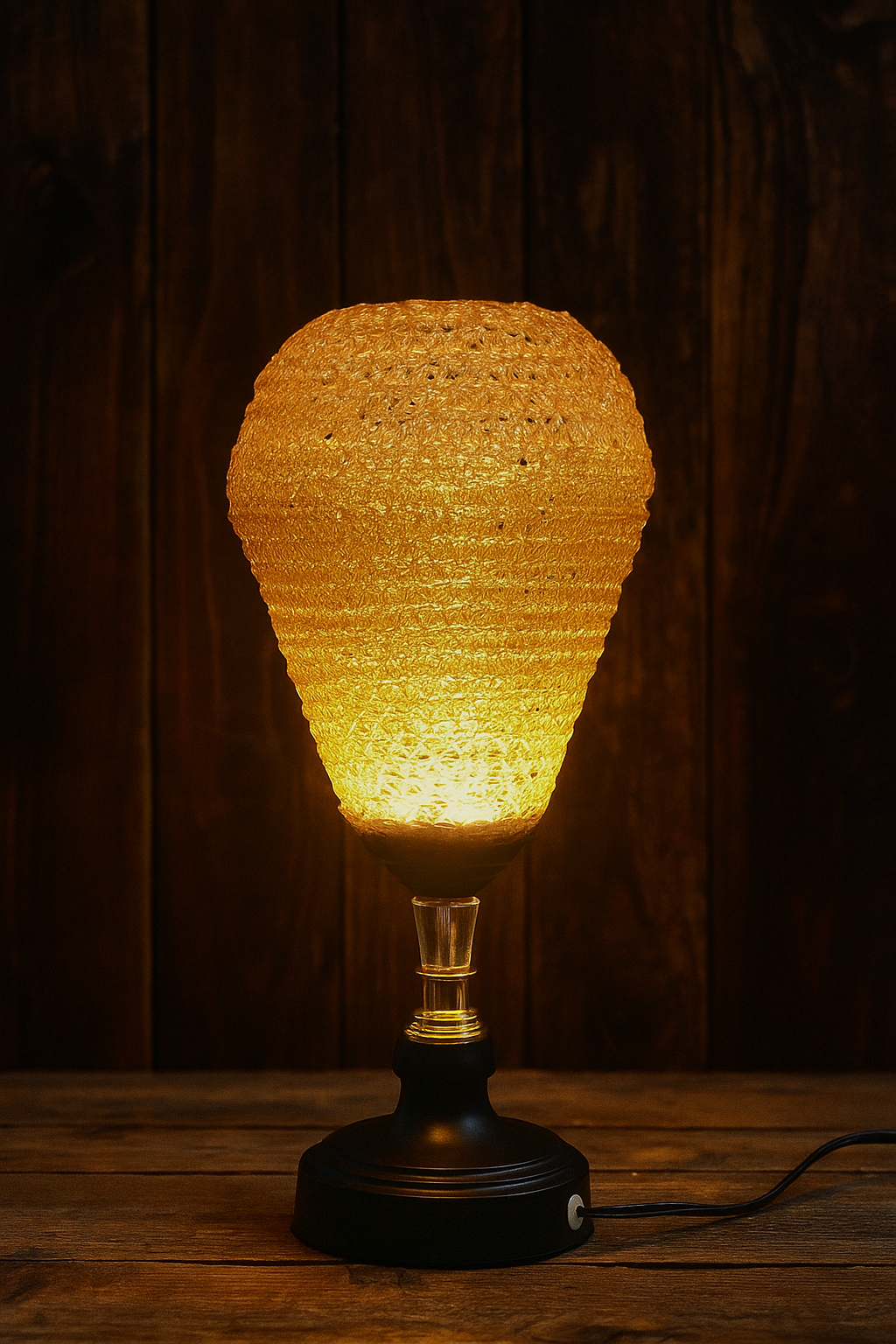 "Golden Glow Woven Table Lamp"