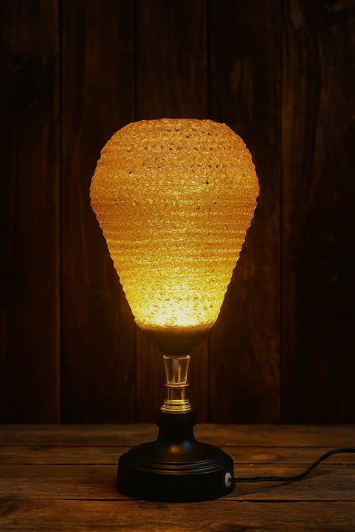 "Golden Glow Woven Table Lamp"