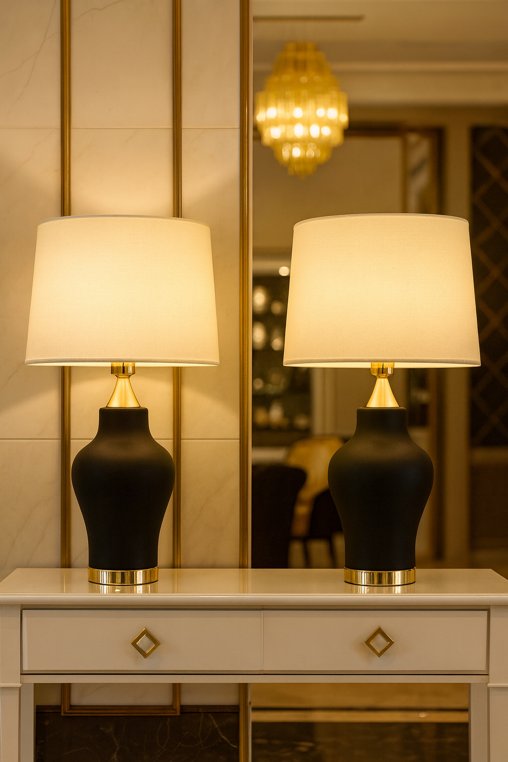 • Elegant Black & Gold Table Lamp
