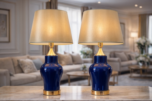 • Elegant Blue Ceramic Table Lamp