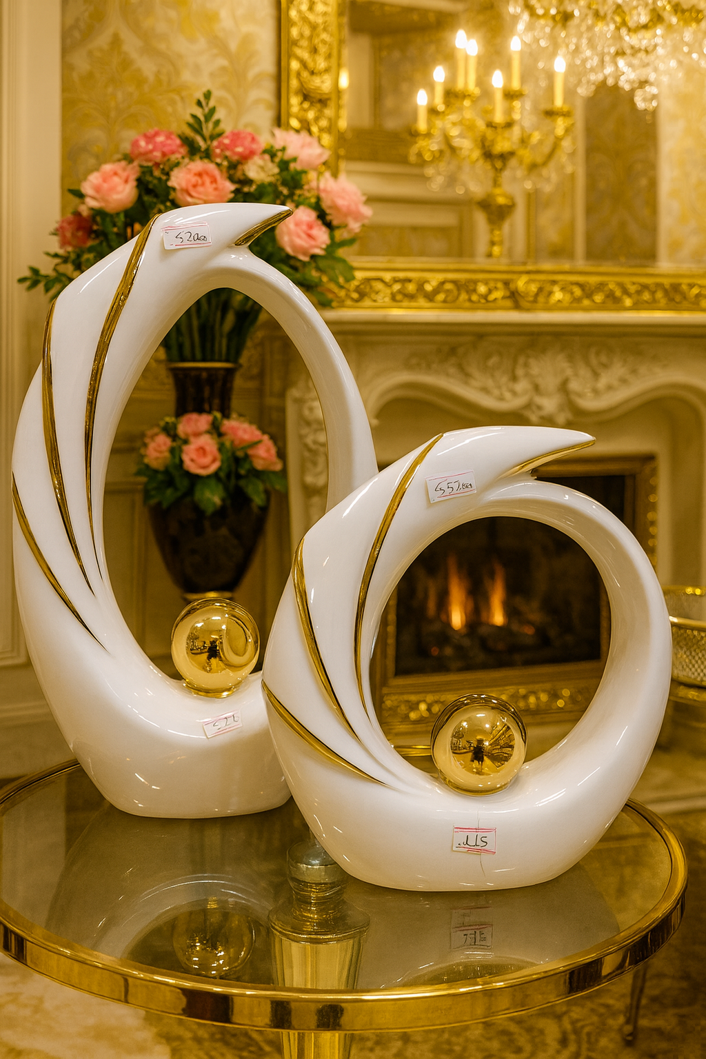 ✨ Elite White & Gold Abstract Home Decor set