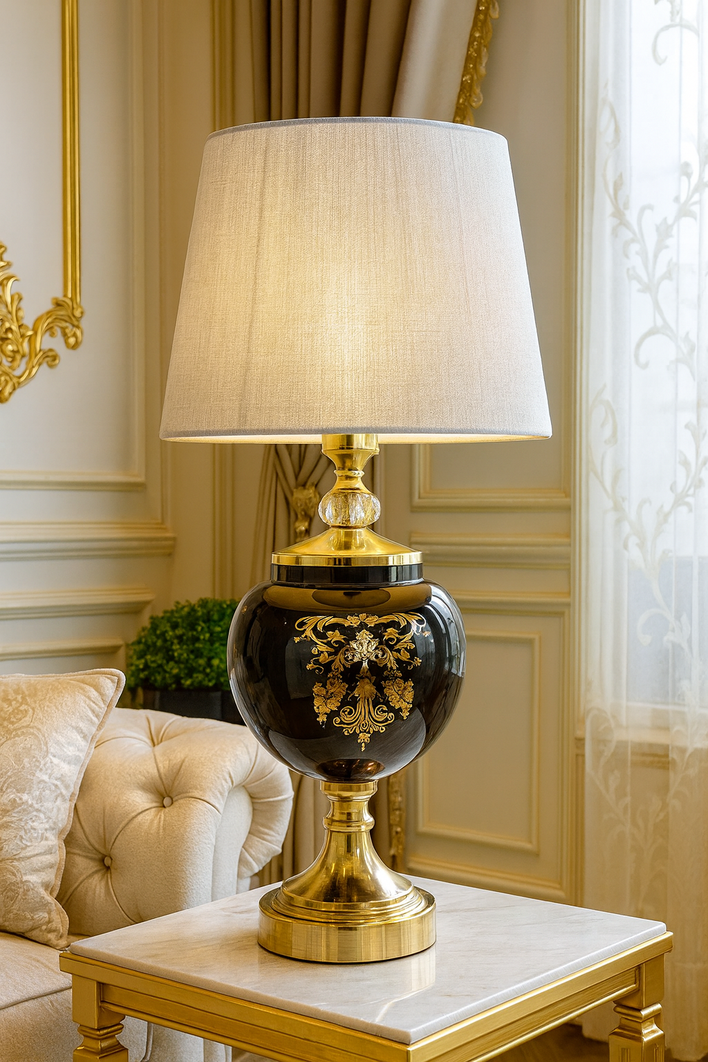 Royal Black & Gold Luxury Table Lamp