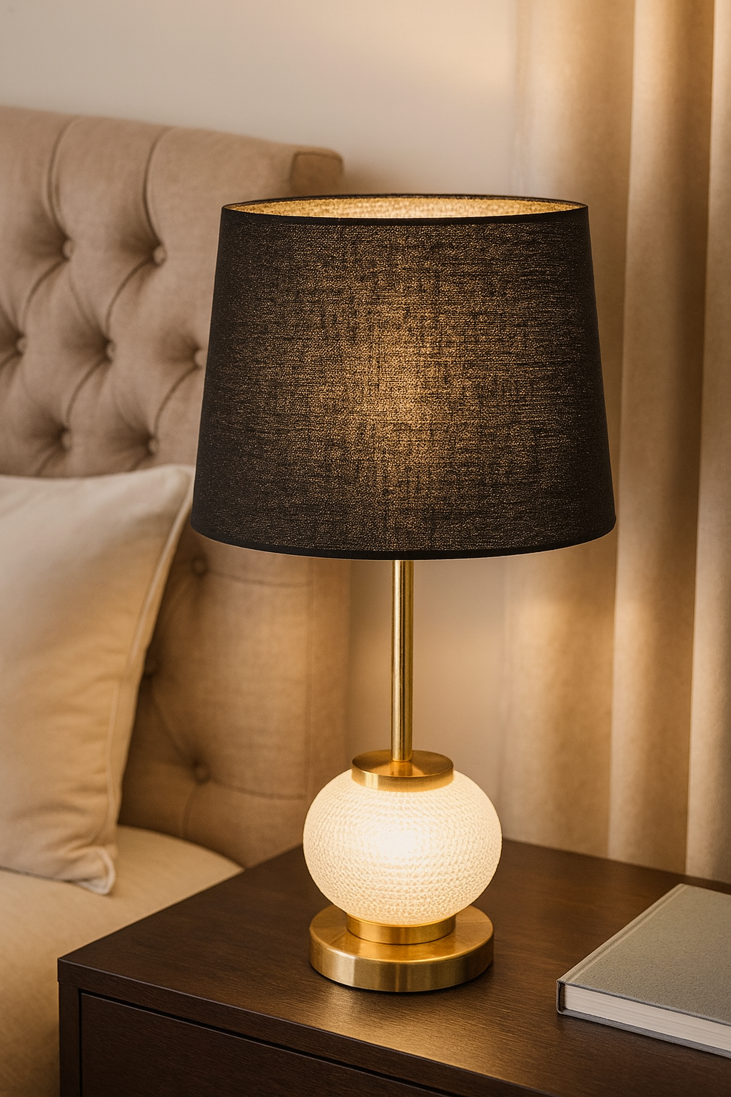 Modern Black & Gold Table Lamps pair