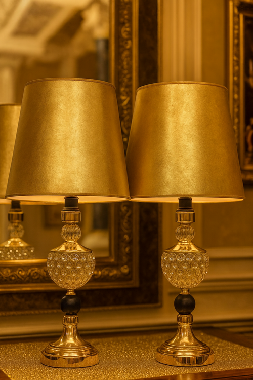 • “Golden Elegance Crystal Table Lamps pair