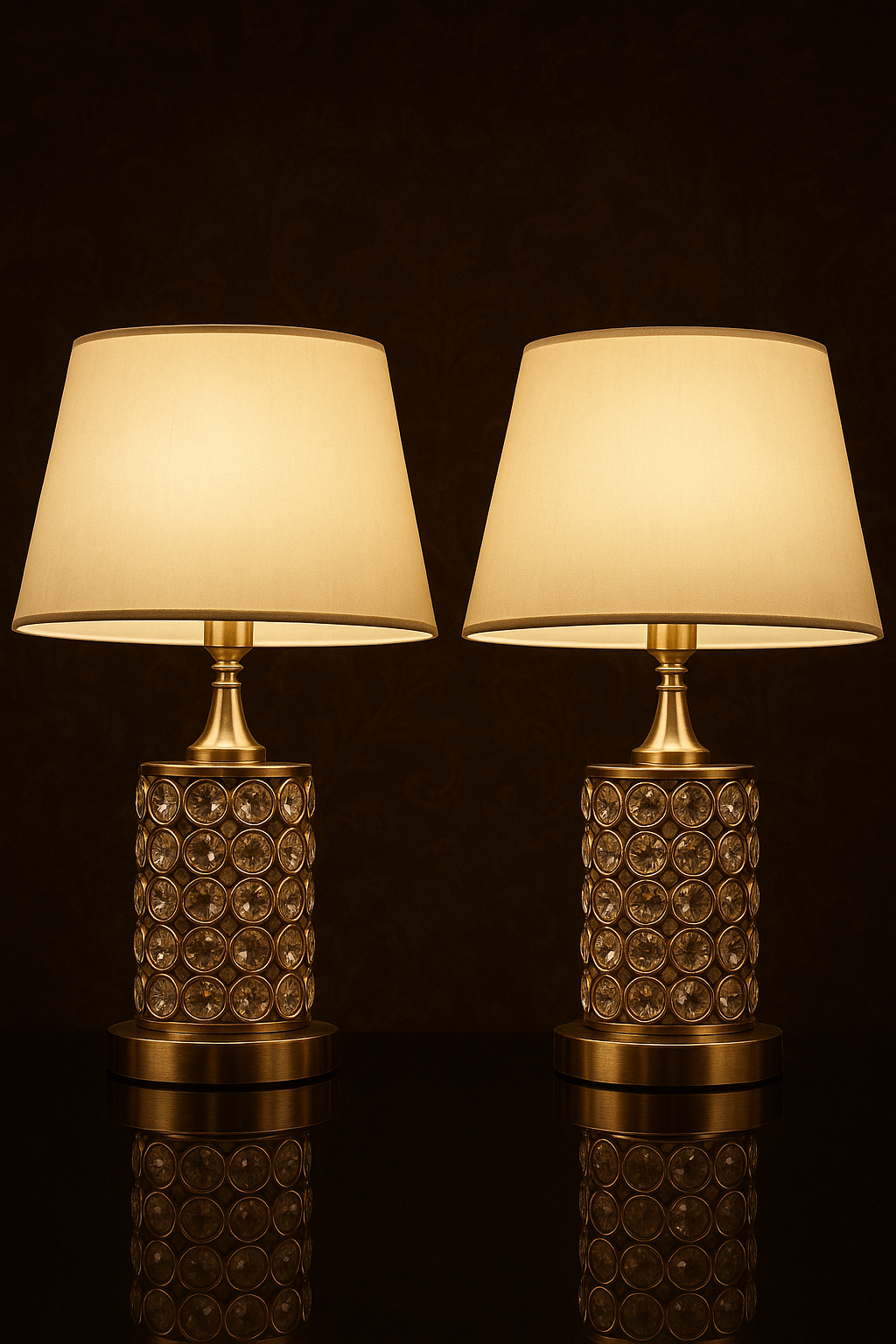 ✨ Luxury Crystal Table Lamp Pair – Premium Gold Finish