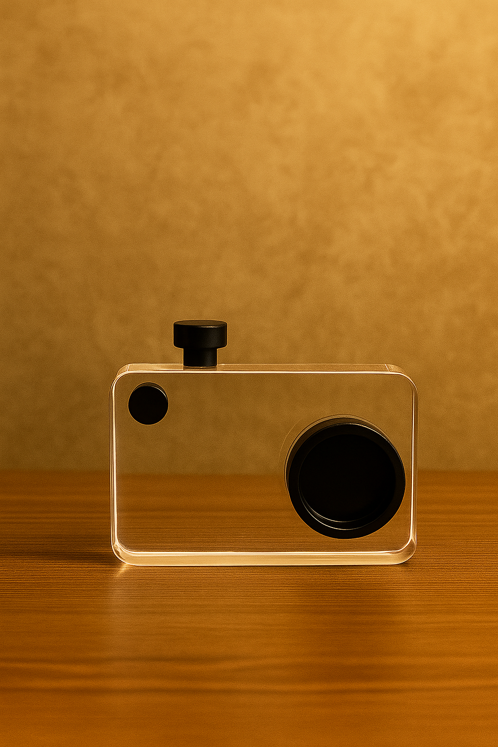 Elegant Crystal Camera Sculpture: Modern Home Decor Accent