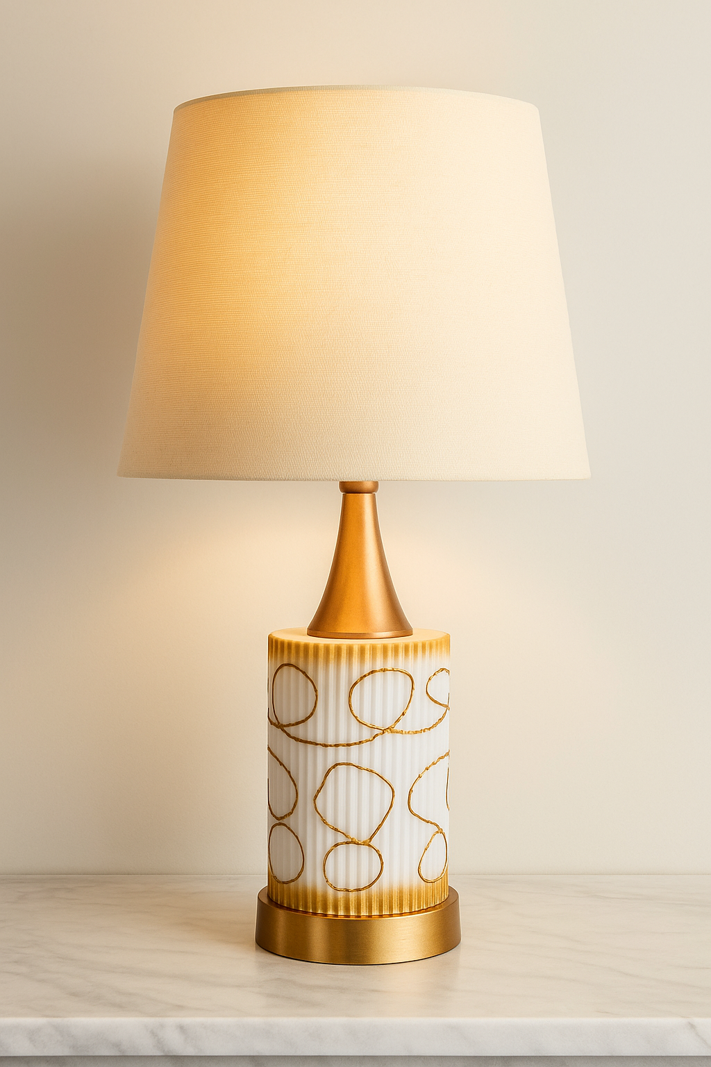 "Golden Glow Geometric Table Lamp"