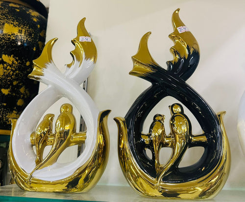 "Modern Abstract Art Ceramic Statues with Bird Figurines 1pc"