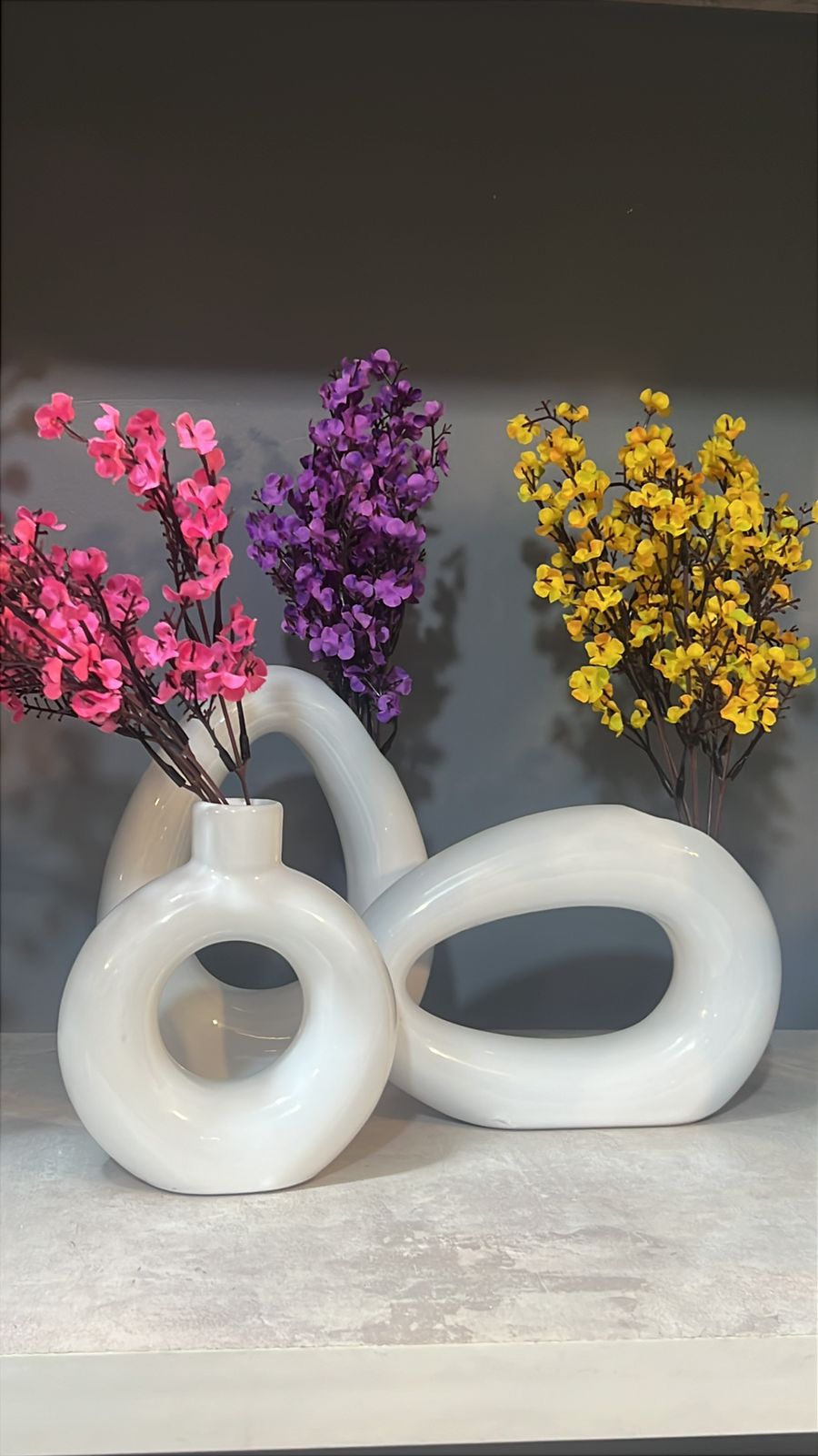 **"Modern White Ceramic Vase Set "