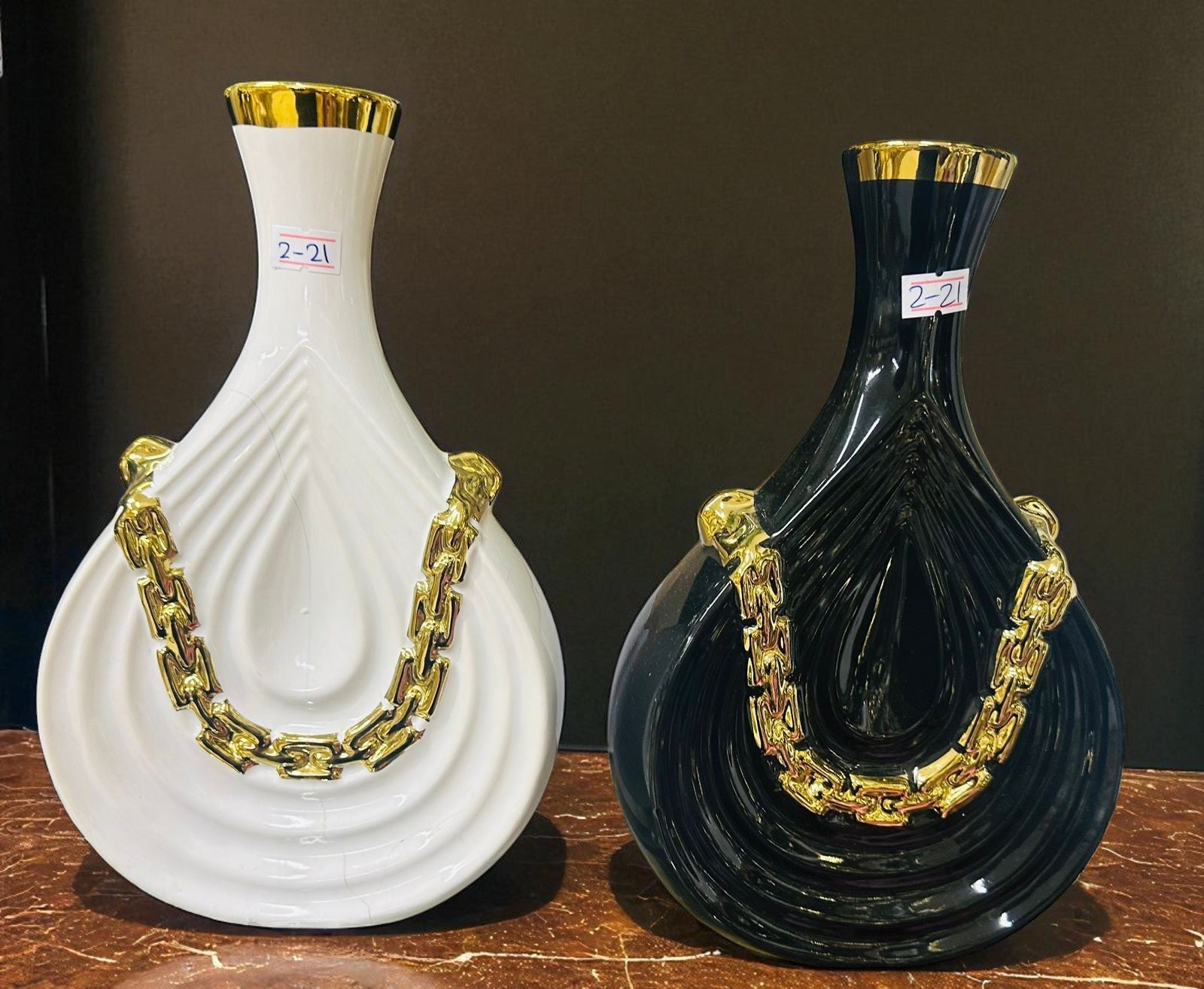 Elegant Decorative Vases with Gold Chain accents
