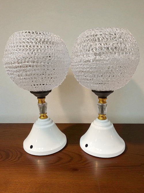 "A pair of Vintage Table Lamps with Textured Glass Globes".